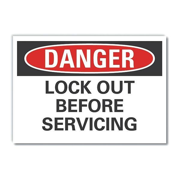 Lockout Tagout Danger Reflective Label, 7 in Height, 10 in Width, Reflective Sheeting, English