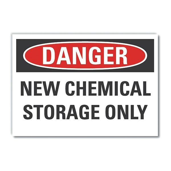 Chemical Storage Danger Label, 5 in Height, 7 in Width, Polyester, Horizontal Rectangle, English