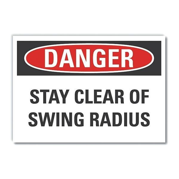 Stay Clear Danger Label, 10 in Height, 14 in Width, Polyester, Horizontal Rectangle, English