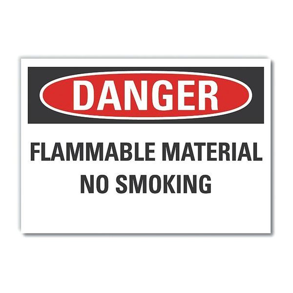 Flammable Material Danger Label, 7 in Height, 10 in Width, Polyester, Vertical Rectangle, English