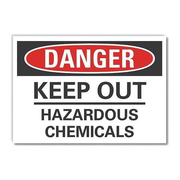 Hazardous Chemicals Danger Label, 10 in H, 14 in W, Polyester, Horizontal, LCU4-0500-ND_14X10