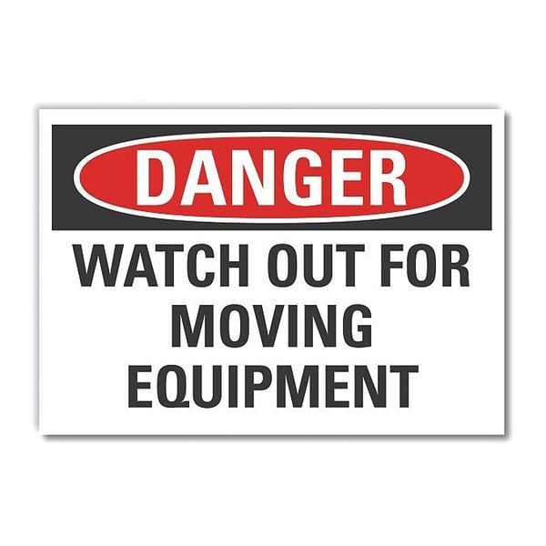 Accident Prevention Danger Label, 3 1/2 in Height, 5 in Width, Polyester, Horizontal Rectangle