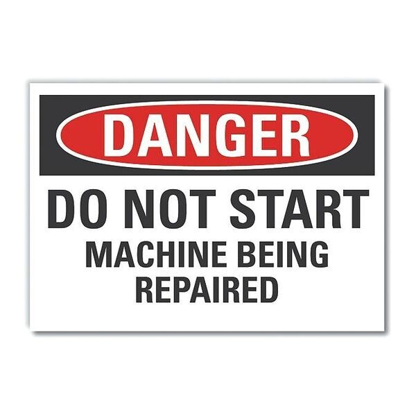 Machine & Operation Danger Reflective Label, 5 in Height, 7 in Width, Reflective Sheeting, English