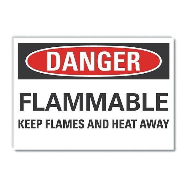 Flammable Material Danger Label, 3 1/2 in H, 5 in W, Polyester, Horizontal, LCU4-0539-ND_5X3.5