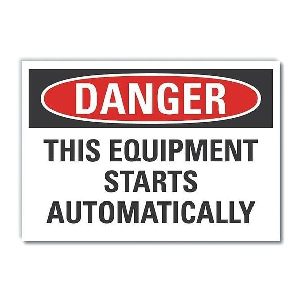 Danger Sign, 3 1/2 in Height, 5 in Width, Polyester, Horizontal Rectangle, English