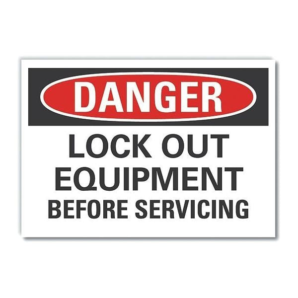 Danger Sign, 3 1/2 in Height, 5 in Width, Reflective Sheeting, Horizontal Rectangle, English