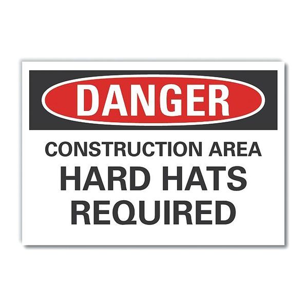 Construction Area Danger Reflective Label, 3 1/2 in Height, 5 in Width, Reflective Sheeting