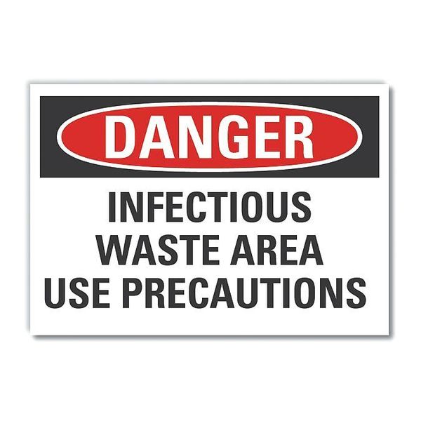 Danger Sign, 7 in H, 10 in W, Non-PVC Polymer, Vertical Rectangle, English, LCU4-0557-ED_10x7