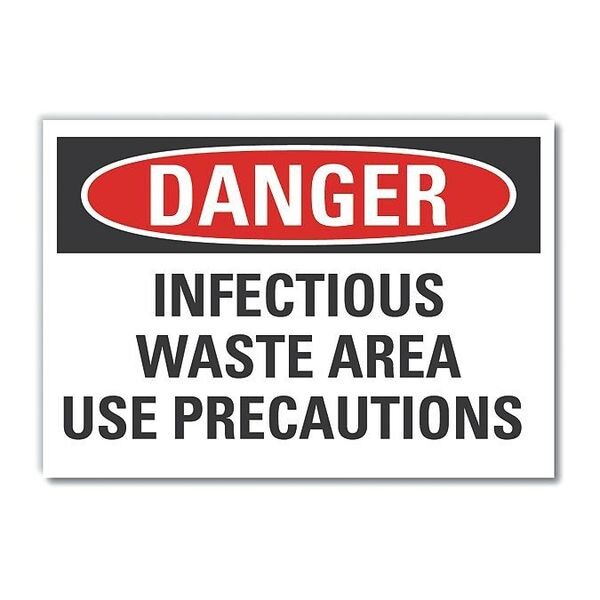 Infectious Waste Danger Label, 10 in H, 14 in W, Polyester, Horizontal Rectangle, LCU4-0557-ND_14X10