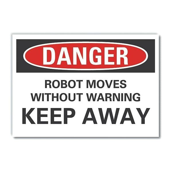 Robot Area Danger Reflective Label, 7 in Height, 10 in Width, Reflective Sheeting, English