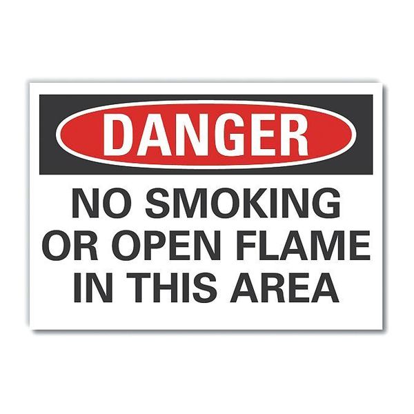 No Smoking Danger Label, 3 1/2 in H, 5 in W, Polyester, Horizontal Rectangle, LCU4-0559-ND_5X3.5