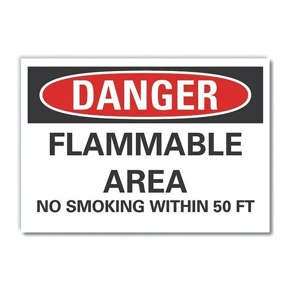 Flammable Area Danger Label, 7 in Height, 10 in Width, Polyester, Vertical Rectangle, English