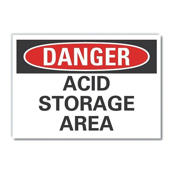 Acid Danger Reflective Label, 10 in H, 14 in W, Horizontal Rectangle, LCU4-0400-RD_14X10