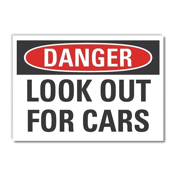 Traffic Safety Danger Reflective Label, 7 in H, 10 in W, Reflective Sheeting, LCU4-0396-RD_10X7