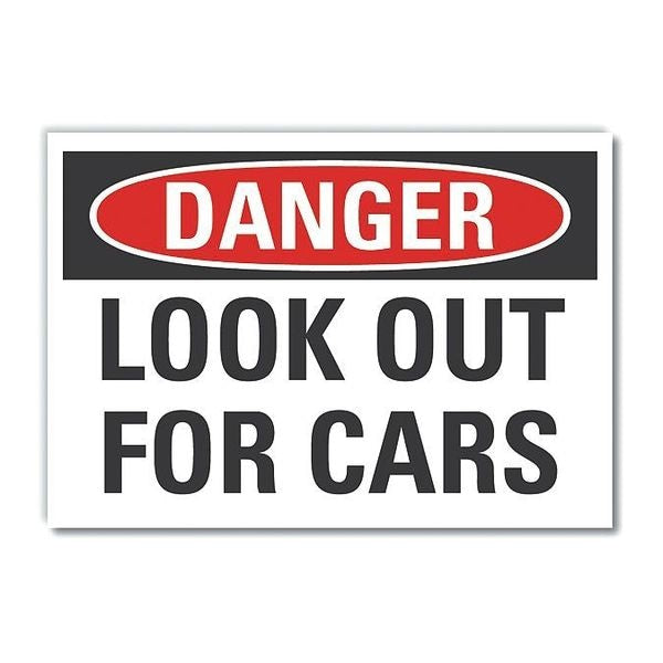 Traffic Safety Danger Label, 10 in H, 14 in W, Polyester, Horizontal Rectangle, LCU4-0396-ND_14X10