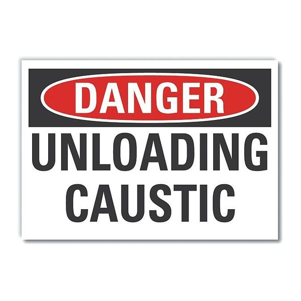 Caustic Danger Label, 10 in H, 14 in W, Polyester, Horizontal Rectangle, English, LCU4-0399-ND_14X10