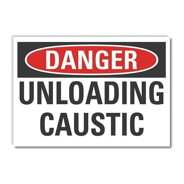 Caustic Danger Label, 3 1/2 in H, 5 in W, Polyester, Horizontal, English, LCU4-0399-ND_5X3.5