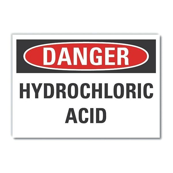 Hydrochloric Acid Danger Label, 7 in H, 10 in W, Polyester, Vertical Rectangle, LCU4-0394-ND_10X7