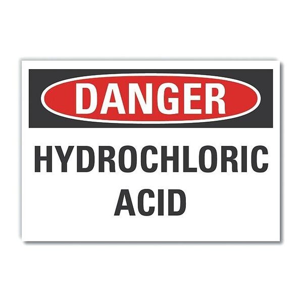 Hydrochloric Acid Danger Label, 3 1/2 in H, 5 in W, Polyester, Horizontal, LCU4-0394-ND_5X3.5