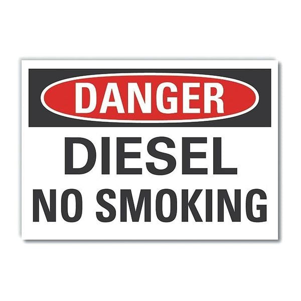 Diesel Danger Label, 3 1/2 in Height, 5 in Width, Polyester, Horizontal Rectangle, English