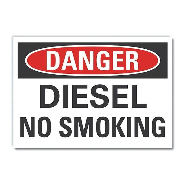 Diesel Danger Label, 5 in Height, 7 in Width, Polyester, Horizontal Rectangle, English