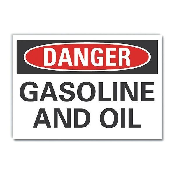 Gasoline Danger Reflective Label, 5 in Height, 7 in Width, Reflective Sheeting, English