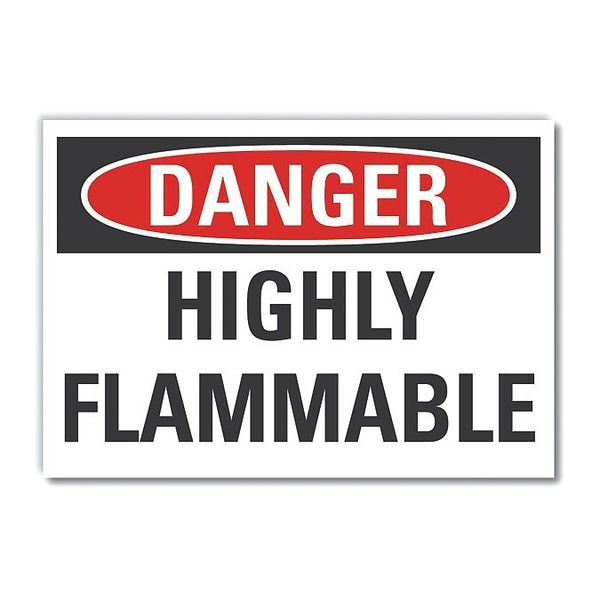 Flammable Material Danger Label, 5 in H, 7 in W, Polyester, Horizontal Rectangle, LCU4-0388-ND_7X5