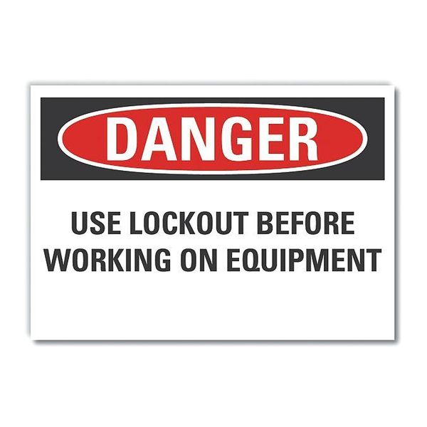 Danger Sign, 5 in Height, 7 in Width, Reflective Sheeting, Horizontal Rectangle, English