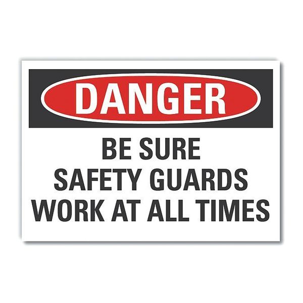 Safety Guards Danger Reflective Label, 10 in Height, 14 in Width, Reflective Sheeting, English