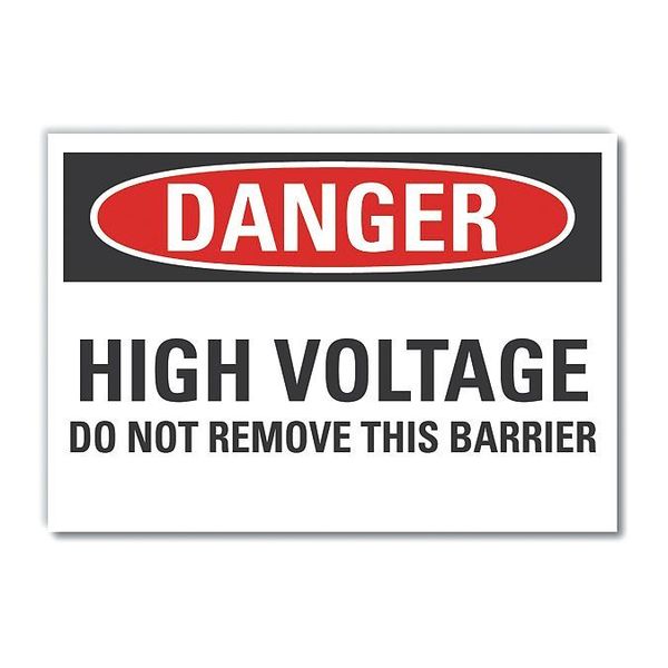 High Voltage Danger Reflective Label, 10 in Height, 14 in Width, Reflective Sheeting, English
