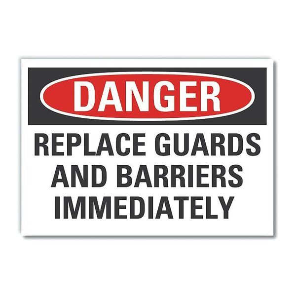 Machine Guards Danger Reflective Label, 5 in Height, 7 in Width, Reflective Sheeting, English