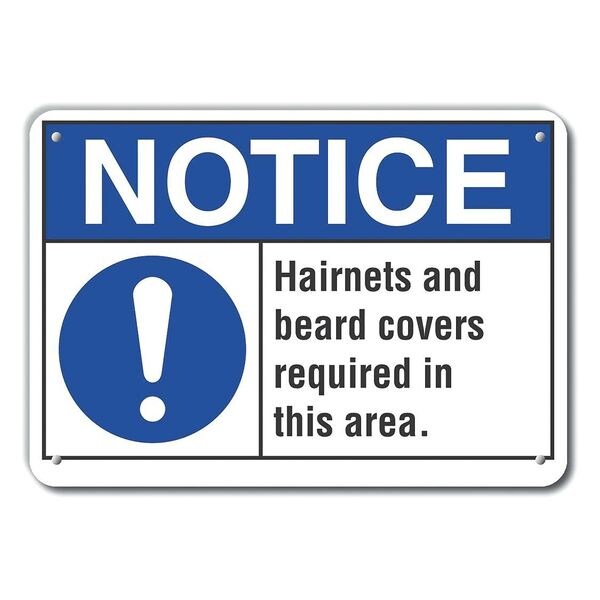 Hairnet Notice, Reflectve, Aluminum, 10