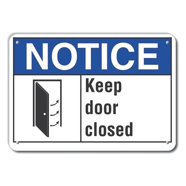 Keep Door Closed Notice, Plastic, 14