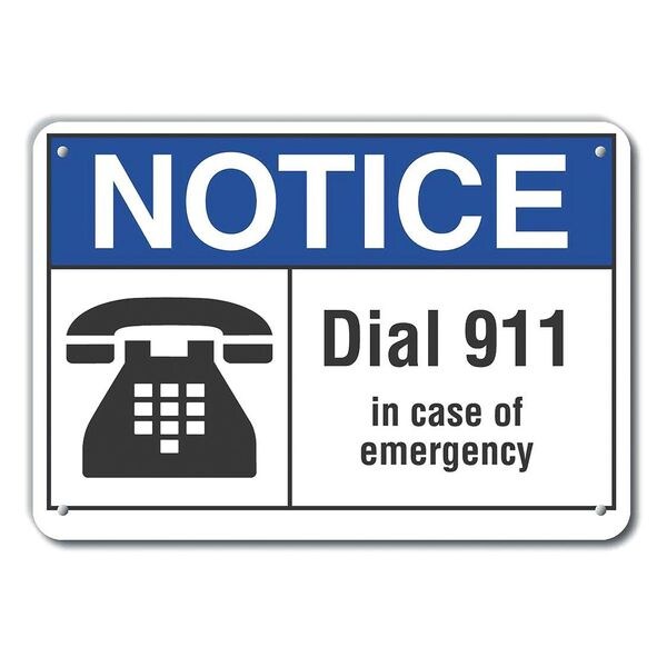 Dial 911 Notice, Plastic, 14
