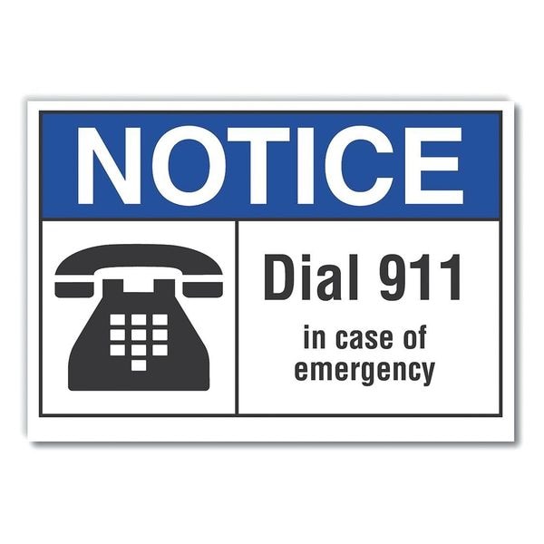 Dial 911 Notice, Decal, Reflective, 10