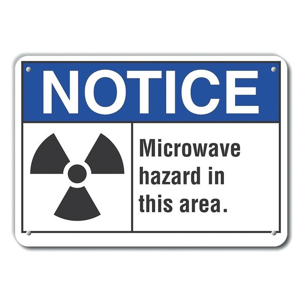 Reflective  Microwave Notice Sign, 10 in Height, 14 in Width, Aluminum, Horizontal Rectangle