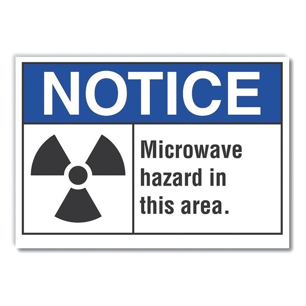 Microwave Notice Reflective Label, 5 in H, 7 in W, Reflective Sheeting, LCU5-0019-RD_7X5