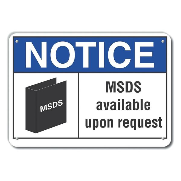 Msds Info Notice Sign, 7x10in, Plastic