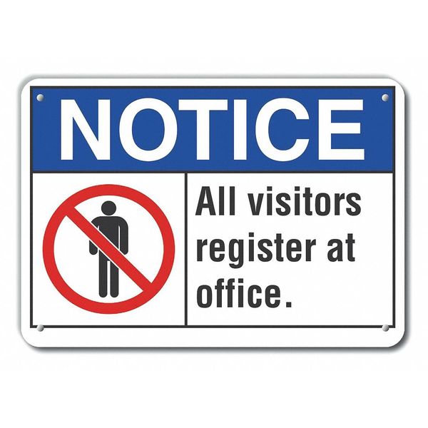 All Visitors Notice, Aluminum, 14