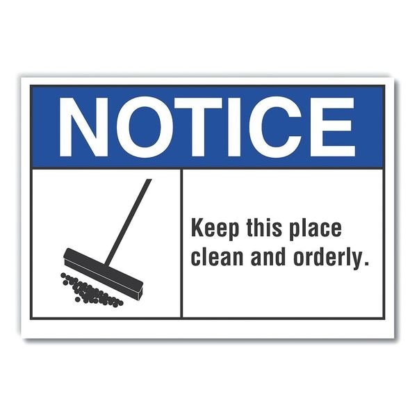 Cleaning Notice Reflective Label, 7 in H, 10 in W, Vertical Rectangle, LCU5-0022-RD_10X7
