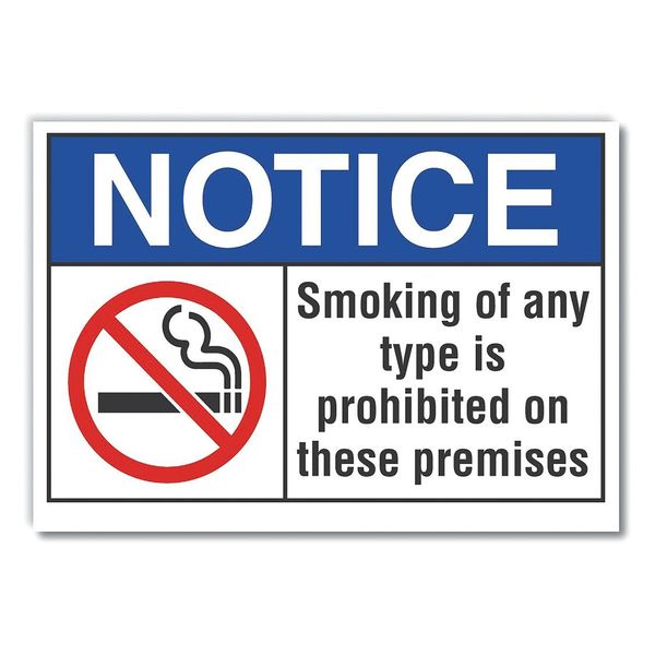 Notice Sign, 3 1/2 in Height, 5 in Width, Reflective Sheeting, Horizontal Rectangle, English