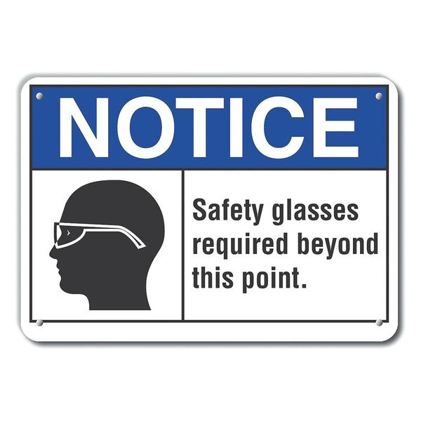 Safety Glasses Notice, Plastic, 14