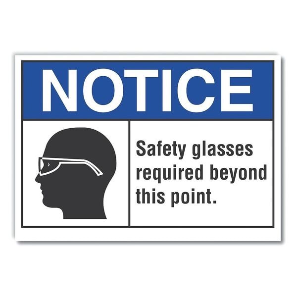 Safety Glasses Notice, Decal, 5