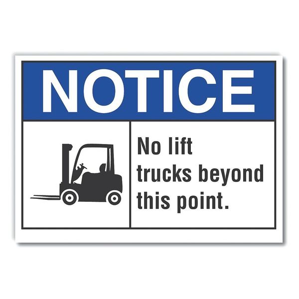 Lift Truck Traffic Notice Reflective Label, 7 in H, 10 in W, LCU5-0038-RD_10X7