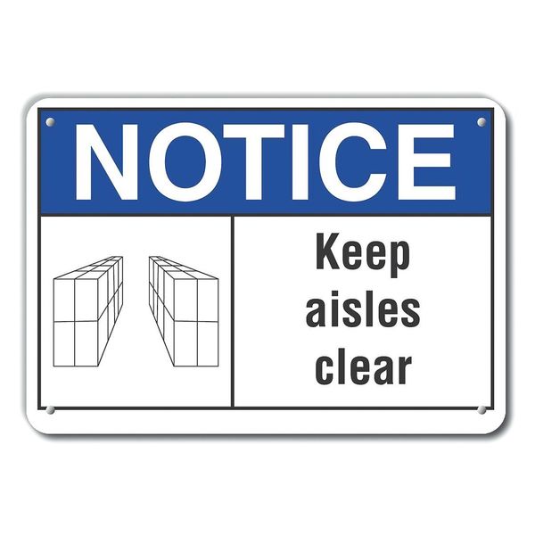 Keep Aisles Clear Notice, Plastic, 10