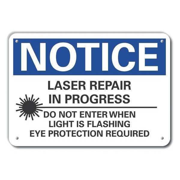 Plastic Laser Area Notice Sign, 7 in Height, 10 in Width, Plastic, Vertical Rectangle, English