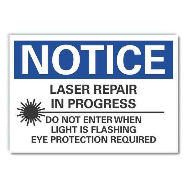 Laser Area Notice Reflective Label, 3 1/2 in Height, 5 in Width, Reflective Sheeting, English