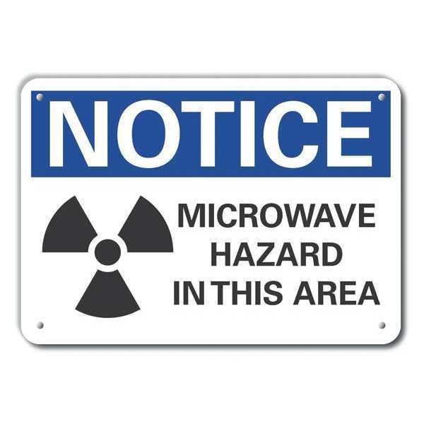 Reflective  Microwave Notice Sign, 10 in Height, 14 in Width, Aluminum, Horizontal Rectangle