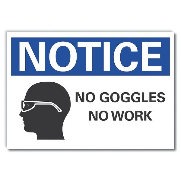 No Goggles Notice, Decal, Reflctve, 7