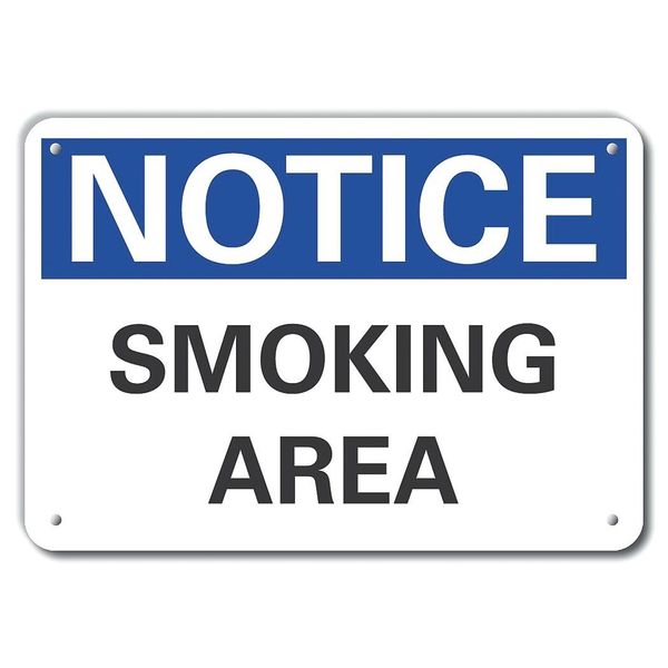 Aluminum Smoking Area Notice Sign, 10